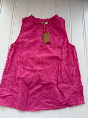 Boden Georgia Double Cloth Top US 4 Sleeveless Gauzy Cotton Smocked NEW 3102